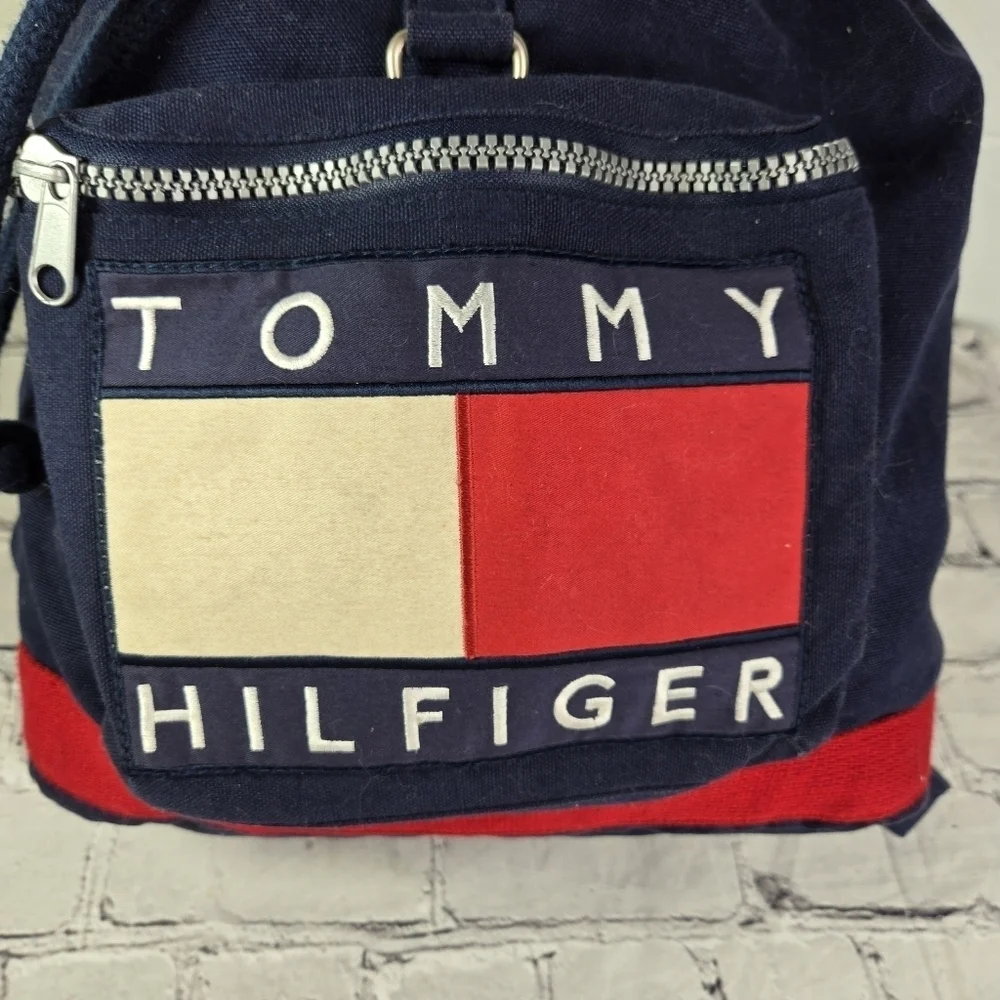 Vtg 90s y2k Tommy Hilfiger spell out drawstring backpack